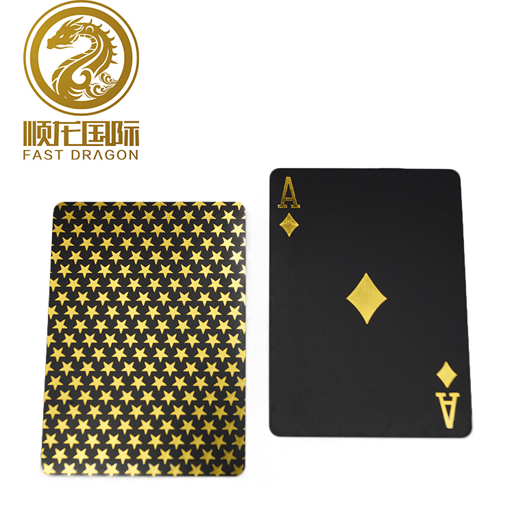DRA-PK107 Plastic PVC Poker Waterproof Black Playing Cards 