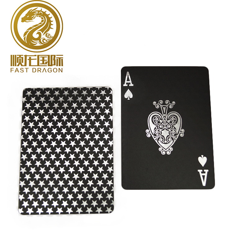 DRA-PK108 Plastic PVC Poker Waterproof Black Playing Cards 