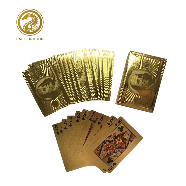DRA-GBP1023 Gold Foil Poker Golden Poker Cards Waterproof Plastic Playing Cards 