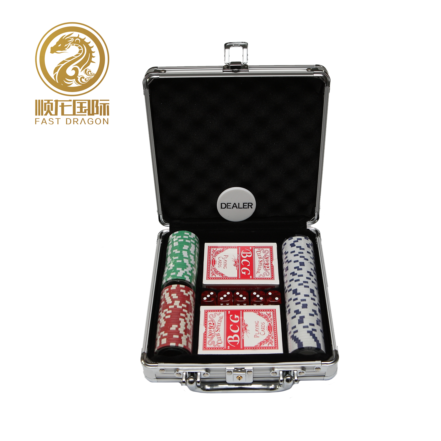 DRA-GB2002 11.5g ABS Casino Texas Poker Chips Sets with Metal Box 