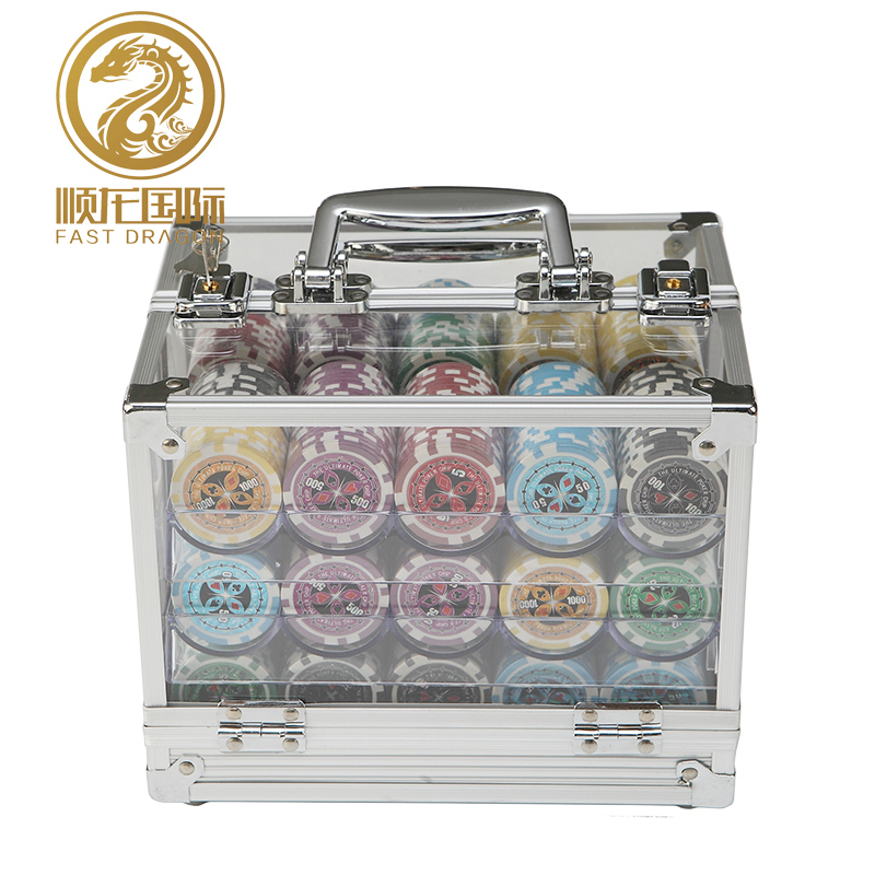 DRA-GB2025 600PCS 11.5ABS Clay Poker Chips Sets Customized with Transparent Pet Case 